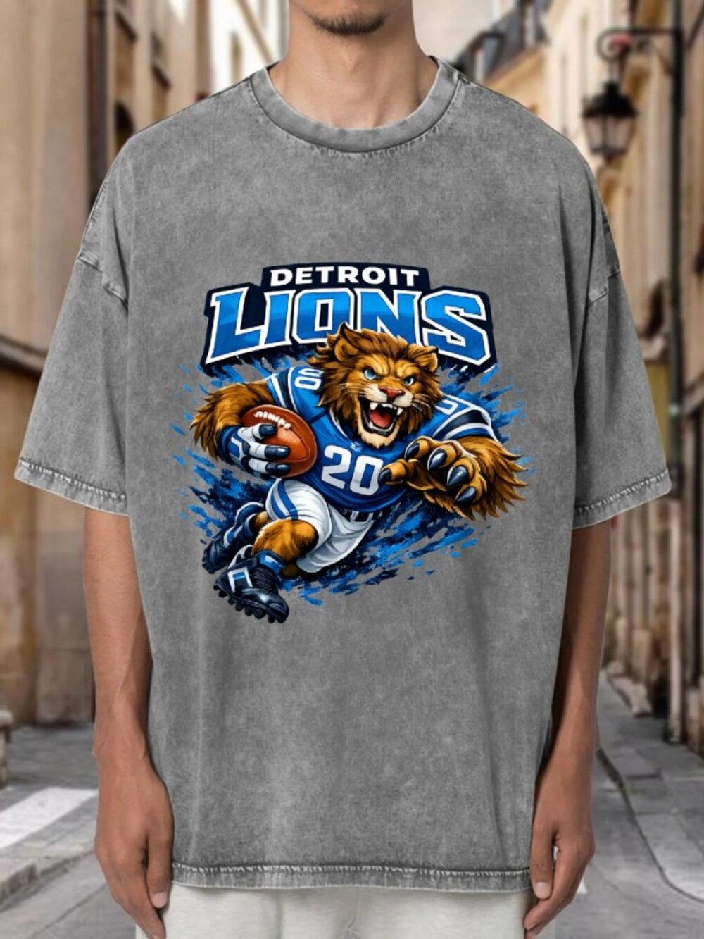 Detroit Lions Mascot Football Streetwear T-shirt EDHA4G6CSC02